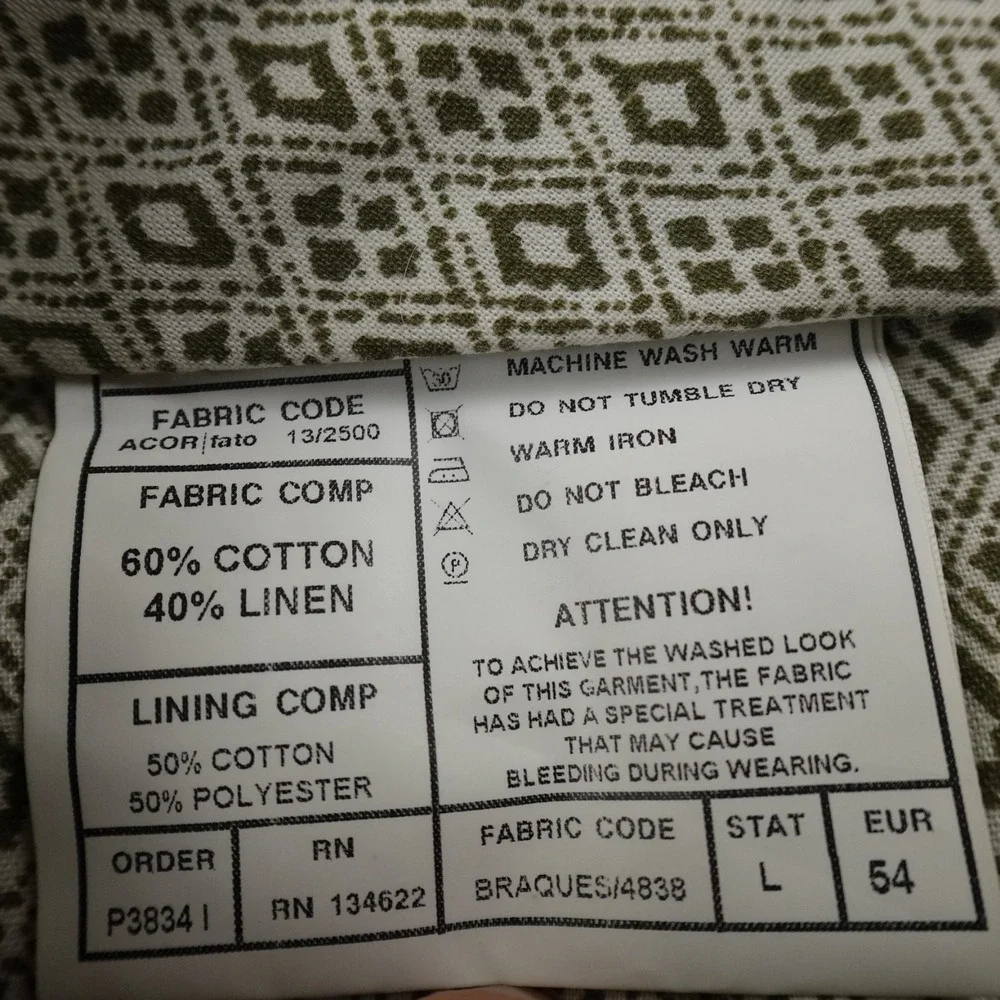 Suit Supply Pants Mens 38X37 Brown Linen Cotton Chino Dress‎ Trouser Slacks Flat